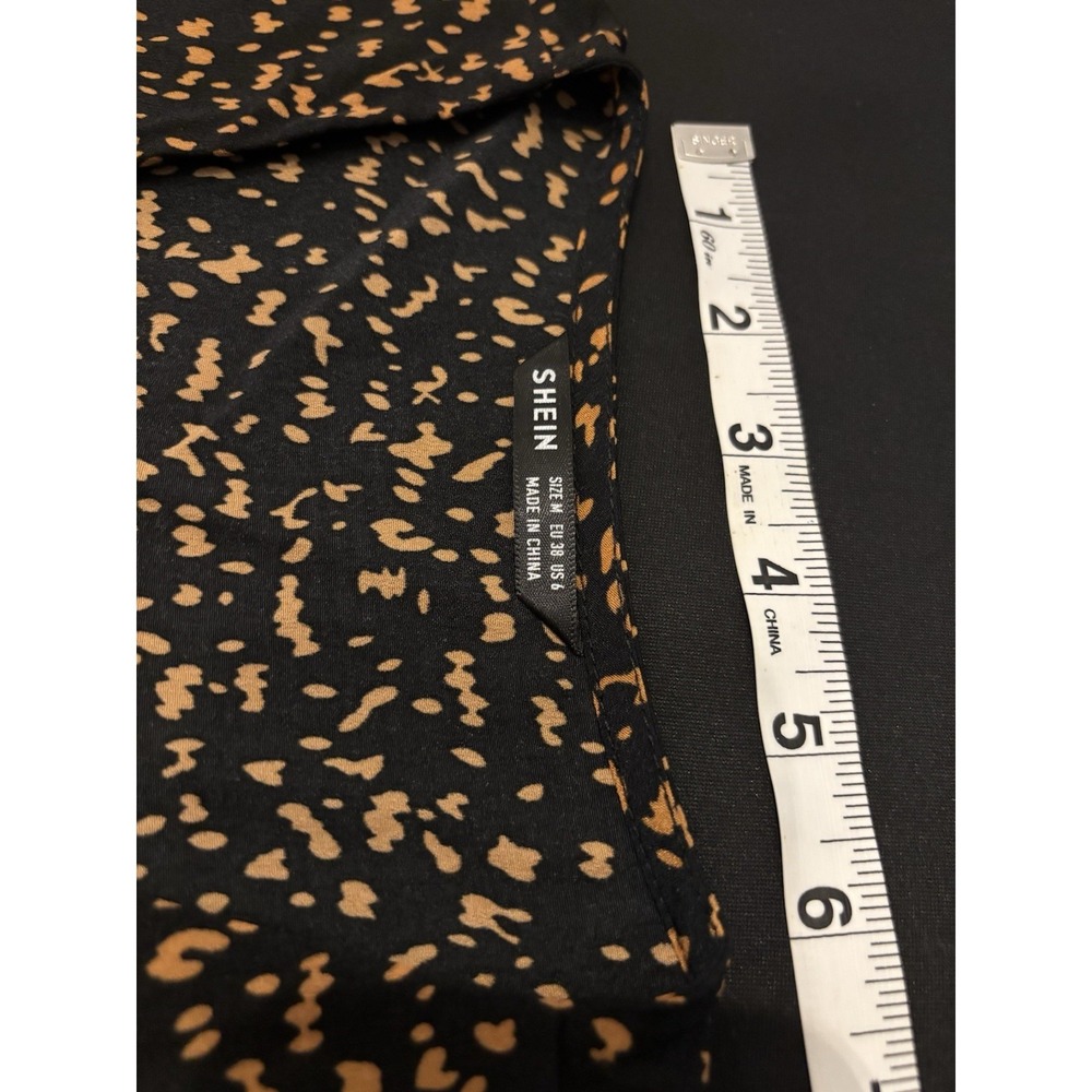 Shein Dress Women's M Black and Tan Leopard Print Patterns V-Neck Short Sleeve - Picture 14 of 16